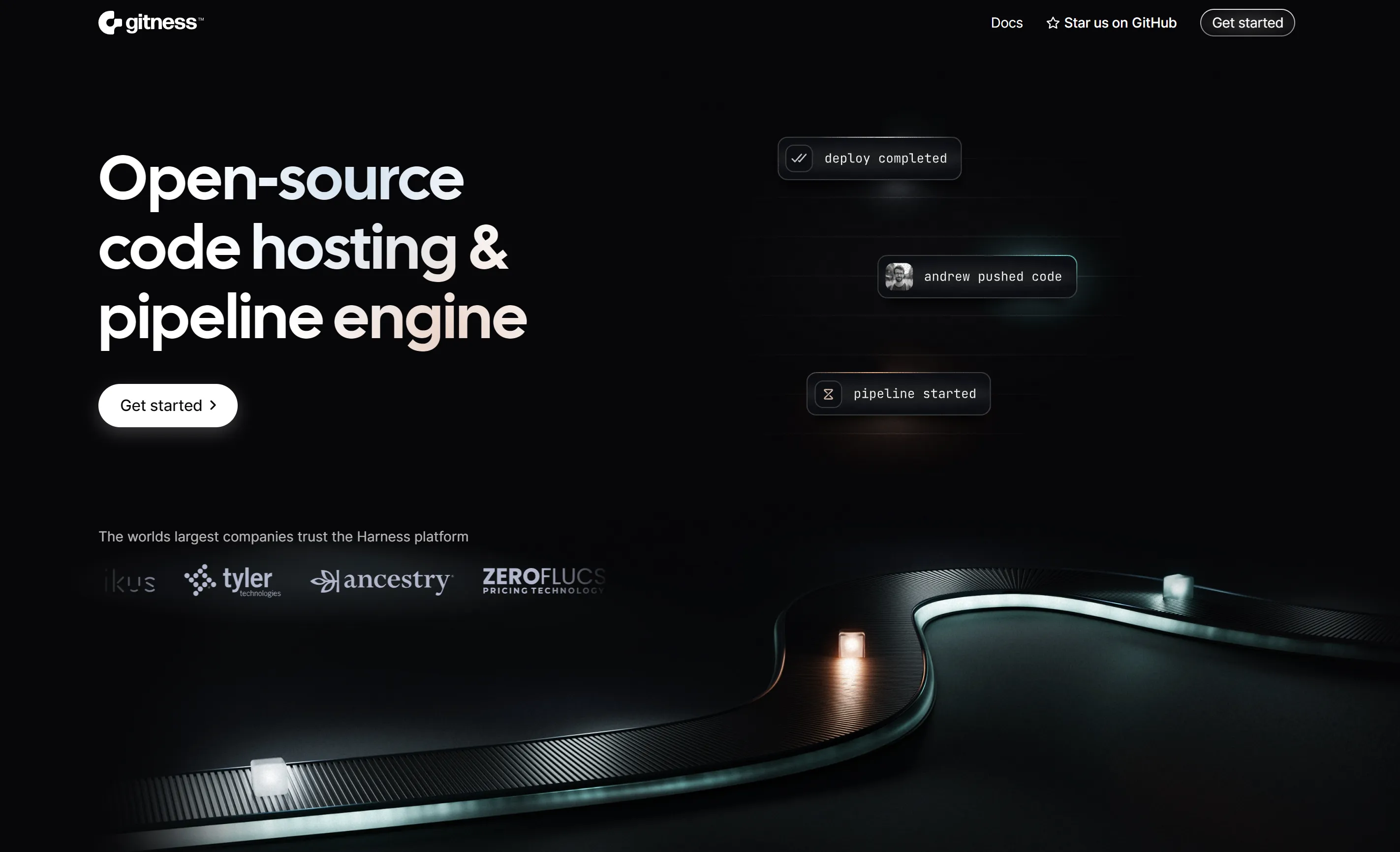 Hero with dark background from Gitness