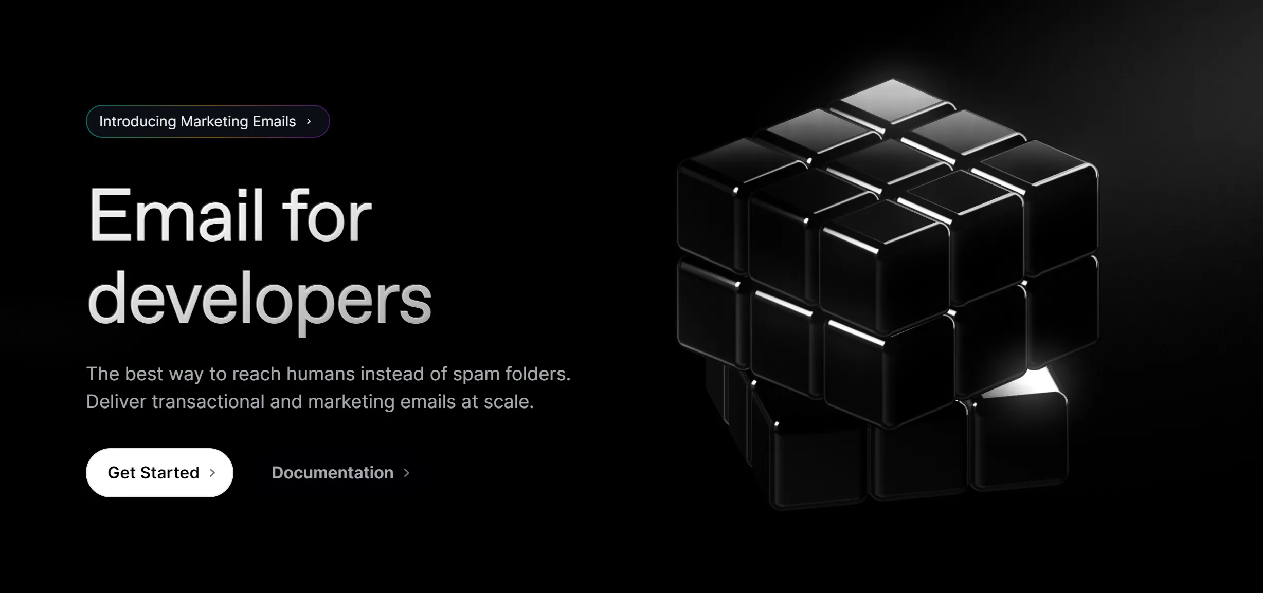 Hero with dark background from Resend