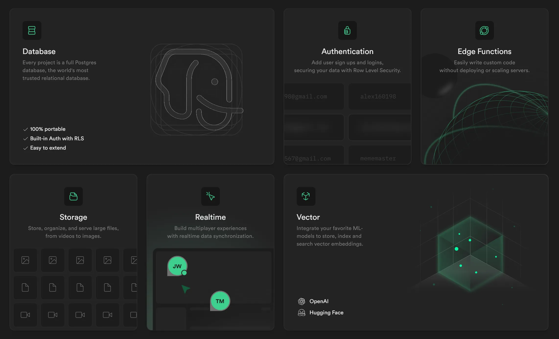 Bento box from Supabase