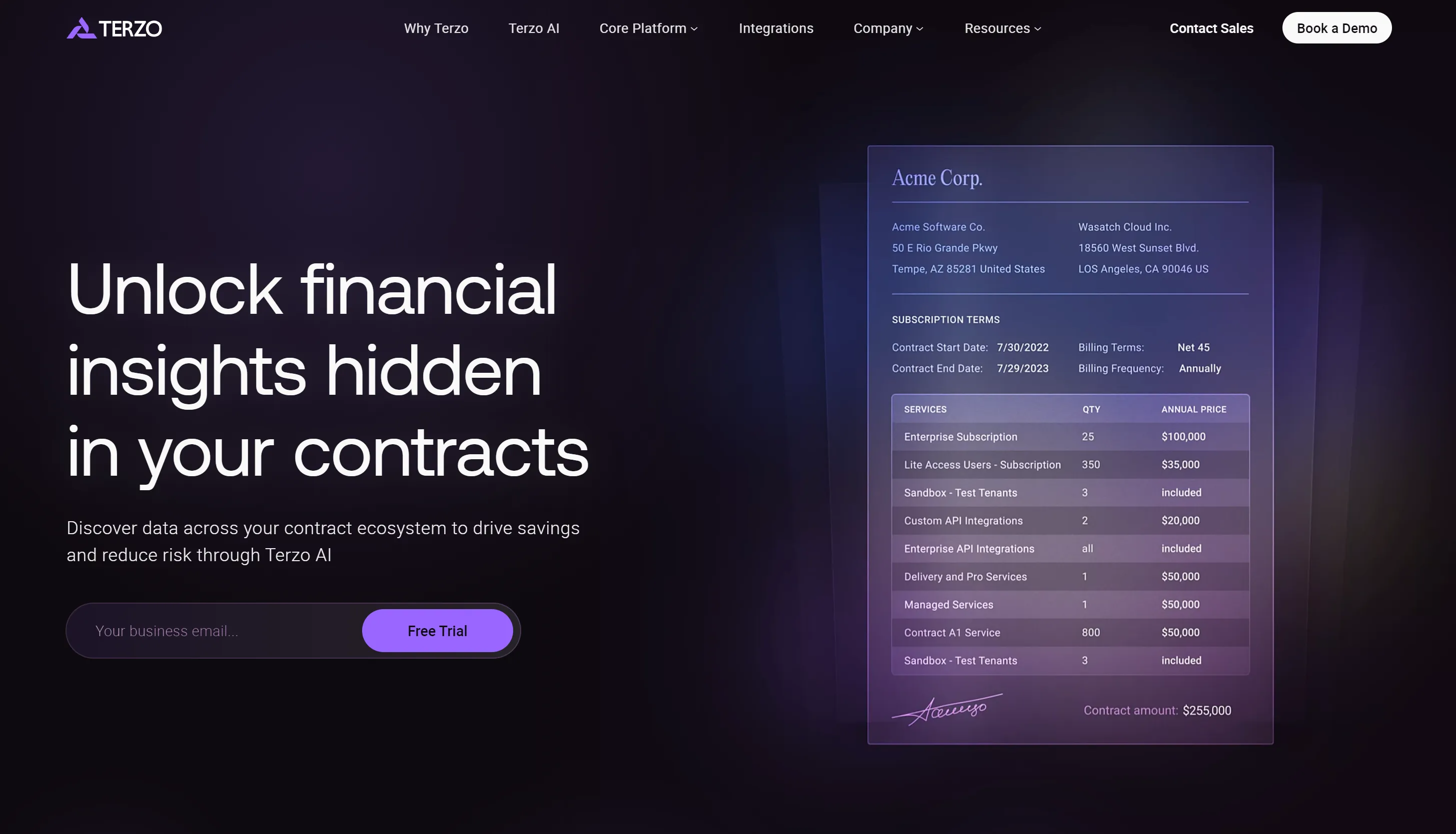 Hero with dark background from terzo