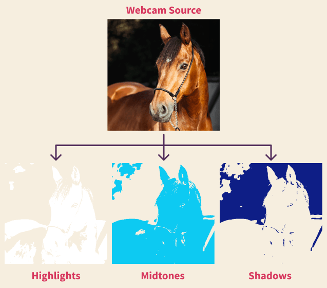 Showing how we use the webcam source to create highlights, midtones and shadows.