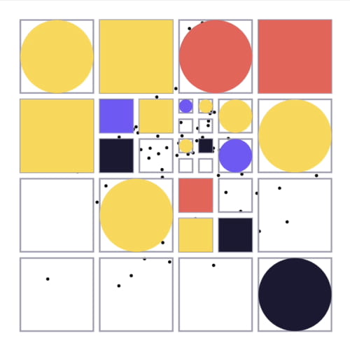 Shapes drawn in those squares at random